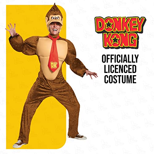 Disguise Men's Plus Size Super Mario Donkey Kong Deluxe Costume, Brown, XXL (50-52)