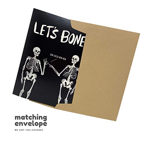 Sleazy Greetings Funny Valentine's Day Card For Husband Boyfriend Wife Girlfriend | Funny Birthday Card For Men Women | Naughty Valentine's Day Card For Him Her | Dirty Halloween Skeleton Card