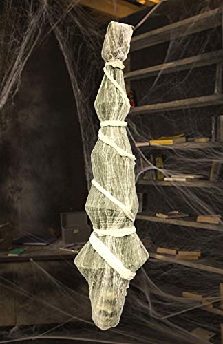 Halloween Decorations Outdoor - 70 Inch Hanging Corpses Props Scary Skeleton Body Inside Spider Web Halloween Yard Indoor & Outdoor Decor Halloween Party Favors Haunted House Decorations