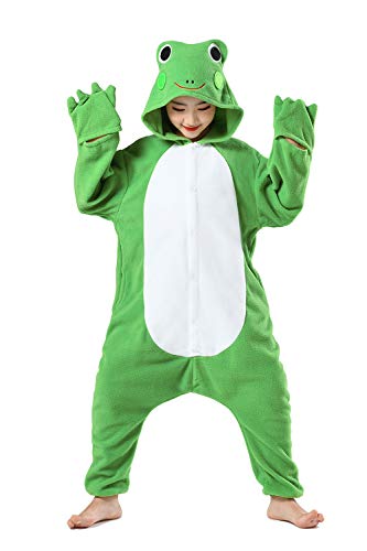 CANASOUR Unisex Anime Halloween Kids Green Frog Onesie For 10-12 Years Girls Boys One Piece Christmas Costume Party Cosplay Pyjamas (10 Years, Frog)