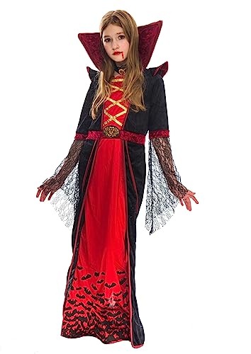 Spooktacular Creations Royal Vampire Costume for Girls Deluxe Set Halloween Gothic Victorian Vampiress Queen Dress Up Party-L(10-12yr)