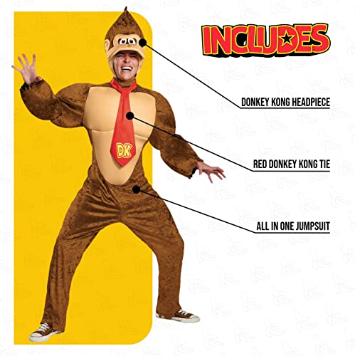 Disguise Men's Plus Size Super Mario Donkey Kong Deluxe Costume, Brown, XXL (50-52)