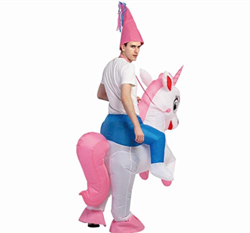 GOOSH Inflatable Unicorn Costume for Adult Halloween Costume Women Man 63IN Funny Blow up Costume for Halloween Party Cosplay