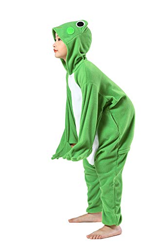 CANASOUR Unisex Anime Halloween Kids Green Frog Onesie For 10-12 Years Girls Boys One Piece Christmas Costume Party Cosplay Pyjamas (10 Years, Frog)