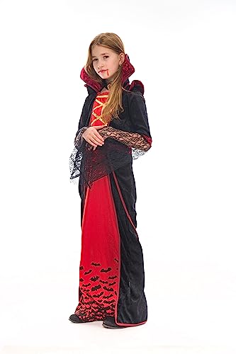 Spooktacular Creations Royal Vampire Costume for Girls Deluxe Set Halloween Gothic Victorian Vampiress Queen Dress Up Party-L(10-12yr)