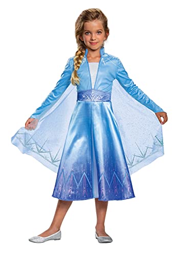 Disguise Disney Elsa Frozen 2 Deluxe Girls' Halloween Costume Blue, 3T-4T