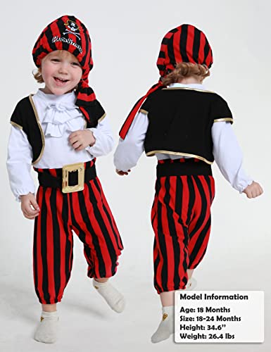 COSLAND Baby Pirate Costume Boy Halloween Outfit 18-24 Months, Black