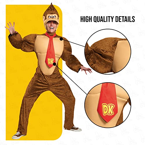 Disguise Men's Plus Size Super Mario Donkey Kong Deluxe Costume, Brown, XXL (50-52)
