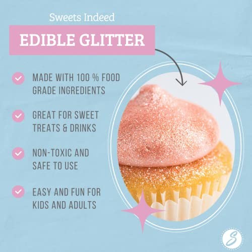 Sweets Indeed, Edible Glitter, Perfect for Drinks, Cocktails, Beverages & Cake Decorating, Dessert Cake Topper, Gift, 4 grams (Gold Edible Glitter)