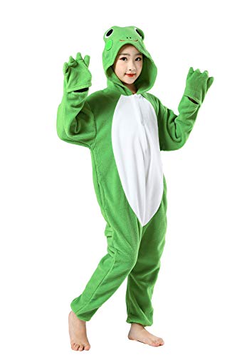 CANASOUR Unisex Anime Halloween Kids Green Frog Onesie For 10-12 Years Girls Boys One Piece Christmas Costume Party Cosplay Pyjamas (10 Years, Frog)