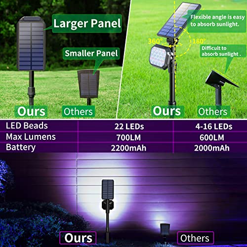 JSOT Solar Lights Outdoor, Color Changing Solar Spot Lights Outdoor, Solar Powered Spotlight Waterproof Tree Lights for Outside Garden Yard Backyard Pathway Driveway Landscape Lighting, 4 Pack
