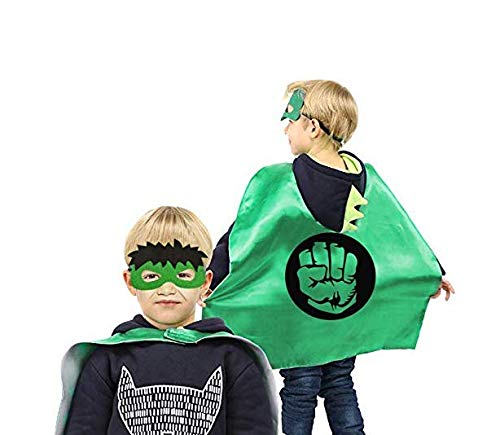 Superhero Double Side Cape and Mask, Halloween Toy Gifts for Kids