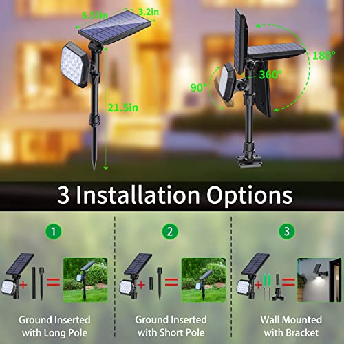 JSOT Solar Lights Outdoor, Color Changing Solar Spot Lights Outdoor, Solar Powered Spotlight Waterproof Tree Lights for Outside Garden Yard Backyard Pathway Driveway Landscape Lighting, 4 Pack