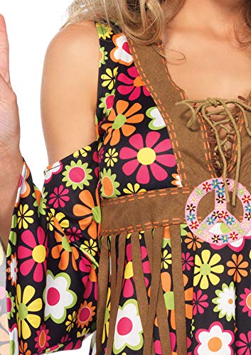 Leg Avenue Women's 2 Pc Starflower Hippie Costume with Dress, Headband, Multi, Large