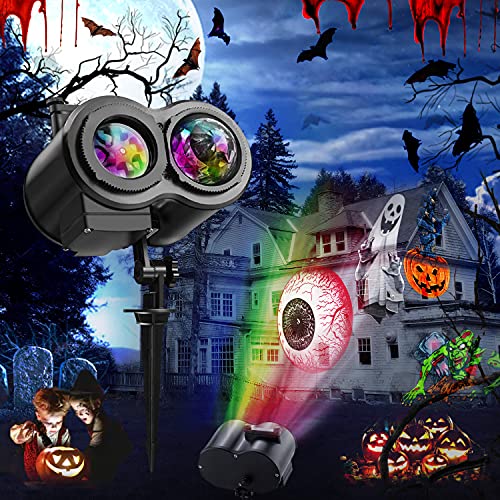 Xhaus Christmas Projector Lights, 2-in-1 Ocean Wave LED Waterproof Light Outdoor Indoor Light for Thanksgiving Halloween Theme Holiday Party Landscape Decorations (16 Slides 10 Colors)