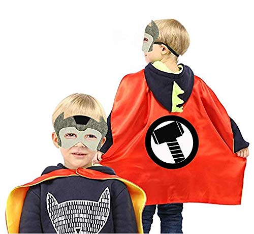 Superhero Double Side Cape and Mask, Halloween Toy Gifts for Kids