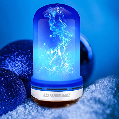 CPPSLEE LED Flame Light Bulbs, 4 Modes Fire Light Bulbs, E26 Base Flame Bulb, Christmas Party, Indoor and Outdoor Home Decoration(Blue, 2 Pack)