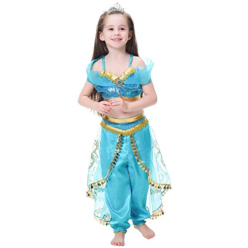 Jasmine Costume with Wig for Girls - Arabian Dress