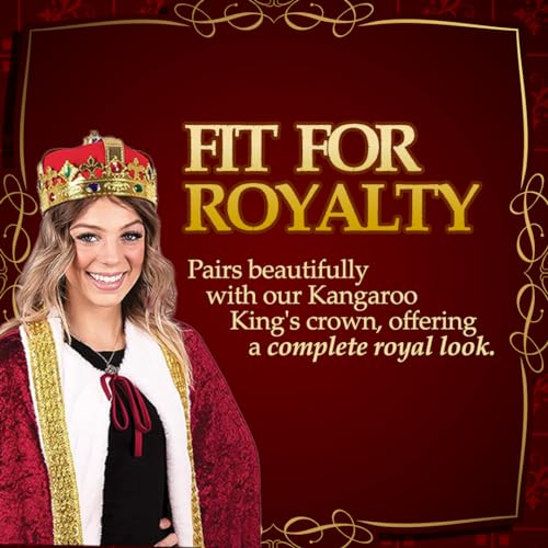 Kangaroo King Costume for Men and Women - Kings Red Cape for Halloween Costumes - Velvet Lord Farquaad Costume King Cape - King & Queen Royal Cape for Dress Up Costume
