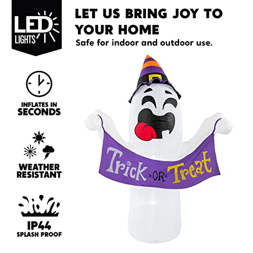 10FT Tall Halloween Inflatable Ghost with Trick or Treat Banner