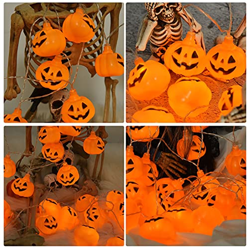 Orange Pumpkin Decoration String Lights 20LED Outdoor and Indoor with Remote Control Waterproof Battery Operated, Used in Haunted Houses Window Tree Party to Create a Thanksgiving Atmosphere