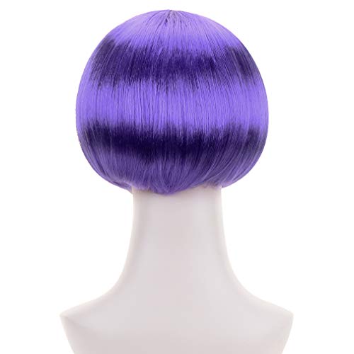 FREE BEAUTY Purple Short Bob Cosplay Flapper Wig-Synthetic Costume Women's Natural Looking Halloween Christmas Party Colorful Bangs Wigs