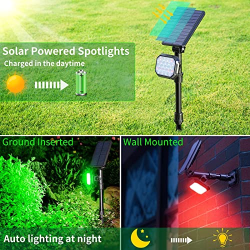 JSOT Solar Lights Outdoor, Color Changing Solar Spot Lights Outdoor, Solar Powered Spotlight Waterproof Tree Lights for Outside Garden Yard Backyard Pathway Driveway Landscape Lighting, 4 Pack