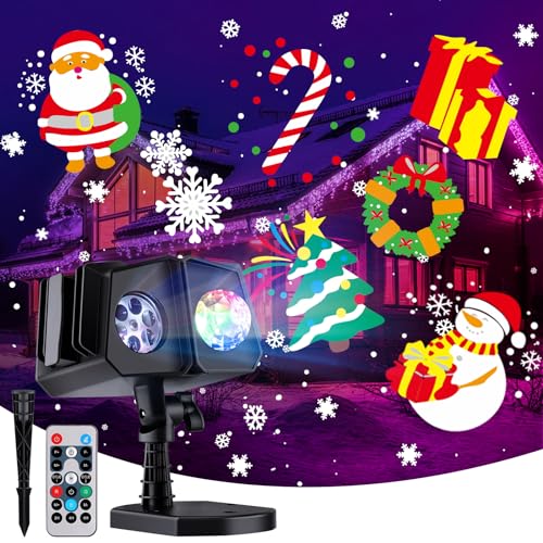 Minetom Christmas Projector Lights Outdoor 26 HD Effects (3D Ocean Wave + Patterns) Waterproof with Timer Landscape Lights for Indoor Holiday Halloween Christmas Night Disco Party, RGB + Multicolor