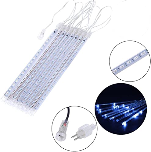 Christmas Decorations, Adecorty Falling Rain Lights Meteor Shower Lights 30cm 8 Tubes Rain Drop Shooting Star Dripping Icicle Lights, Luces de Navidad para Exterior, Christmas Tree Lights Outdoor Blue