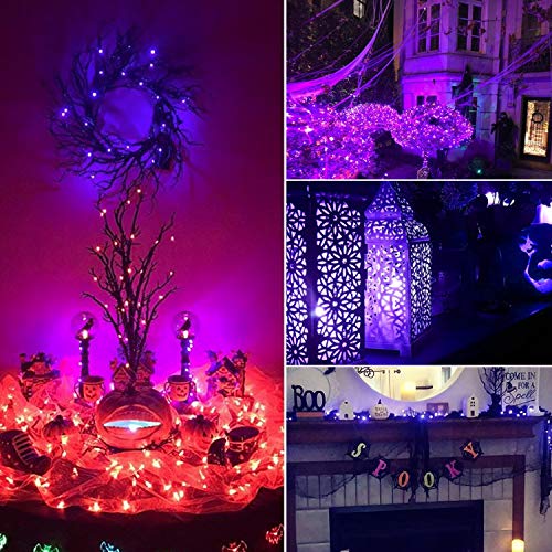 Halloween Purple Fairy String Lights: 12 Pack 7Ft 20 Led Battery Operated Firefly Lights on Black Wire Starry Moon Lights for DIY Party Bedroom Patio