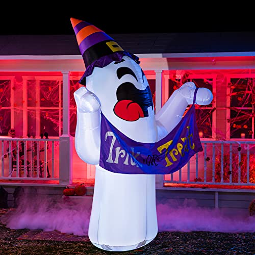 10FT Tall Halloween Inflatable Ghost with Trick or Treat Banner