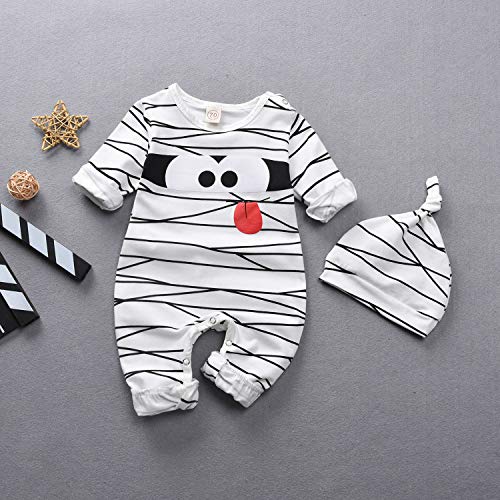Aalizzwell Toddler Baby Halloween Romper Pants Set for Kids Funny Mummy Jumpsuit (Mummy Romper, 12-18Months)