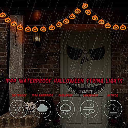 Orange Pumpkin Decoration String Lights 20LED Outdoor and Indoor with Remote Control Waterproof Battery Operated, Used in Haunted Houses Window Tree Party to Create a Thanksgiving Atmosphere