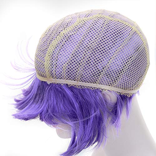 FREE BEAUTY Purple Short Bob Cosplay Flapper Wig-Synthetic Costume Women's Natural Looking Halloween Christmas Party Colorful Bangs Wigs