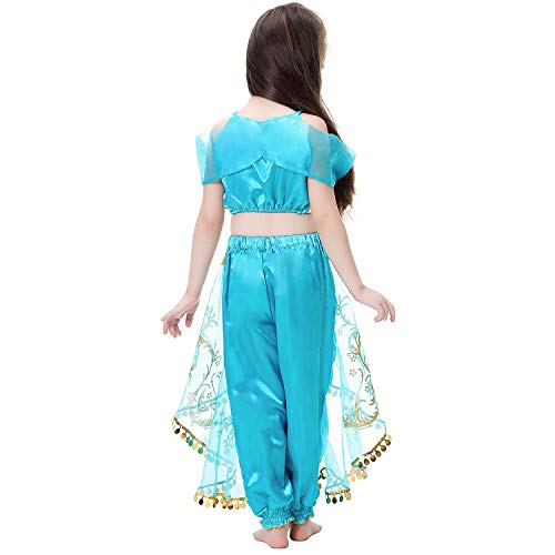 Jasmine Costume with Wig for Girls - Arabian Dress