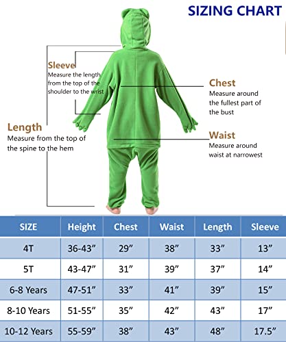 CANASOUR Unisex Anime Halloween Kids Green Frog Onesie For 10-12 Years Girls Boys One Piece Christmas Costume Party Cosplay Pyjamas (10 Years, Frog)