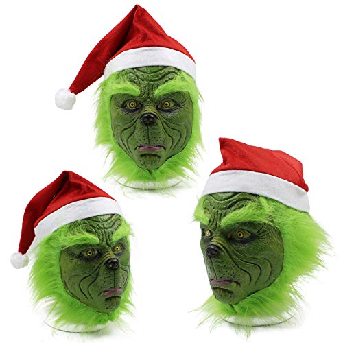 Green Monster mask, Fanny Latex mask for Halloween and Christmas cosplay.