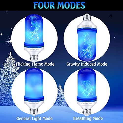 CPPSLEE LED Flame Light Bulbs, 4 Modes Fire Light Bulbs, E26 Base Flame Bulb, Christmas Party, Indoor and Outdoor Home Decoration(Blue, 2 Pack)