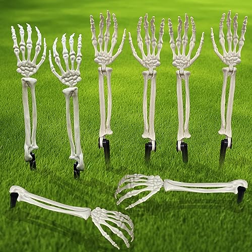 Halloween Zombie Arms: Realistic Skeleton Stakes (8 Pieces)