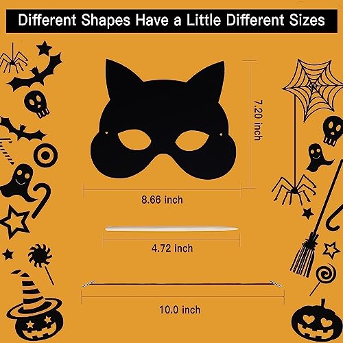 Max Fun 36PCS Halloween Rainbow Scratch Mask, Art Craft Kit for Kids Birthday Cosplay Classroom Decoration, Magic Scratch Paper Halloween Party Favor Supplies Bat Witch Pumpkin Zombie Pirate Skull