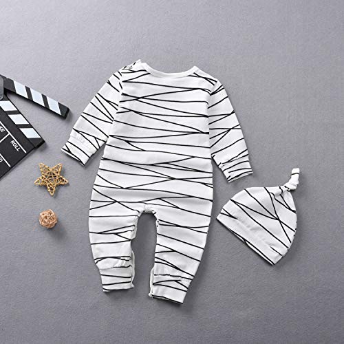 Aalizzwell Toddler Baby Halloween Romper Pants Set for Kids Funny Mummy Jumpsuit (Mummy Romper, 12-18Months)