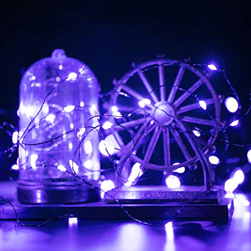 Halloween Purple Fairy String Lights: 12 Pack 7Ft 20 Led Battery Operated Firefly Lights on Black Wire Starry Moon Lights for DIY Party Bedroom Patio