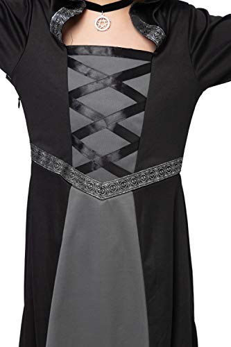 Spooktacular Creations Black Hooded Robe Costume for Girls, Fairytale Witch Costume Halloween Role-playing Party-L(10-12yr)
