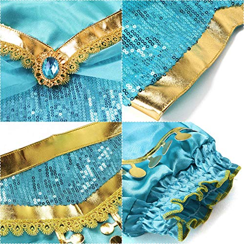 Jasmine Costume with Wig for Girls - Arabian Dress