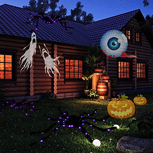 Halloween Decorations 4ft Giant Spider and 20sqft Spider Web Outdoor/Indoor Plush Spider 26 Purple Lights Scary Spiders for Spider Web,Yard,Party,Haunted House Decor
