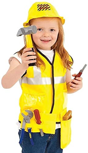 Latocos Construction Worker Costume for Boys Kids Dress Up Clothes for Play Toddler Builder Career Outfit Pretend Role Play Toys Halloween Birthday Gifts for 3 4 5 6 Year Old Childrens