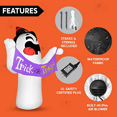 10FT Tall Halloween Inflatable Ghost with Trick or Treat Banner
