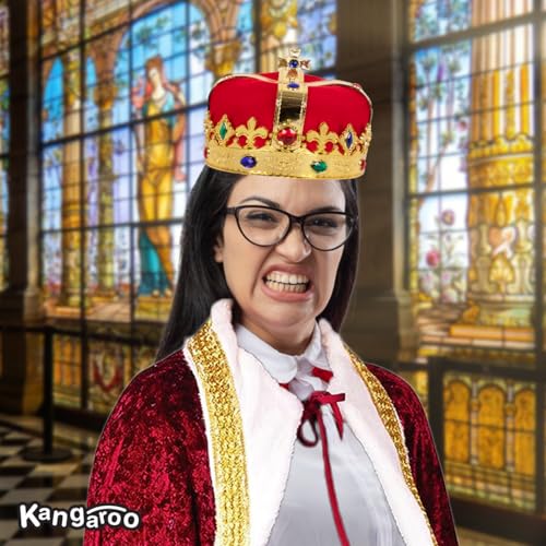 Kangaroo King Costume for Men and Women - Kings Red Cape for Halloween Costumes - Velvet Lord Farquaad Costume King Cape - King & Queen Royal Cape for Dress Up Costume