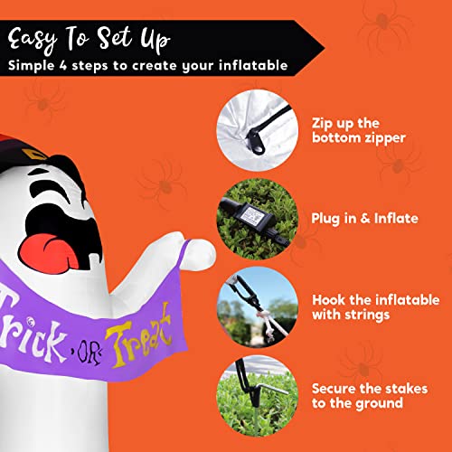 10FT Tall Halloween Inflatable Ghost with Trick or Treat Banner