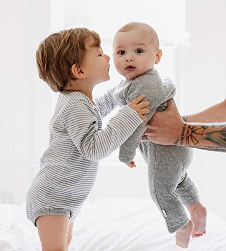 Burt's Bees Baby 'baby-boys' Romper Jumpsuit, 100% Organic Cotton One-piece Coverall and Toddler Footie, Quilted Heather Grey, 6-9 Months US